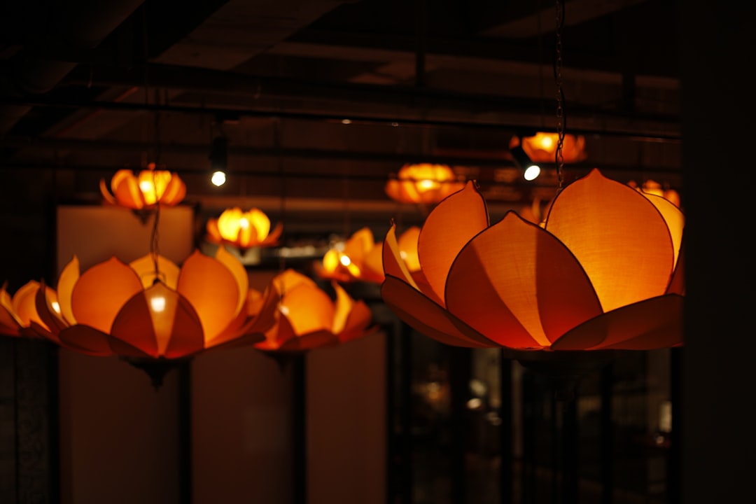 Photo Textile Drum Ceiling Lamps